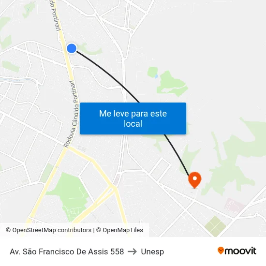 Av. São Francisco De Assis 558 to Unesp map