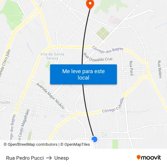 Rua Pedro Pucci to Unesp map