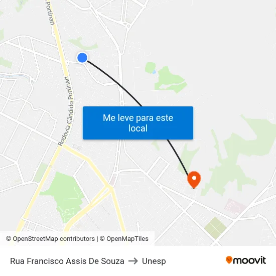 Rua Francisco Assis De Souza to Unesp map