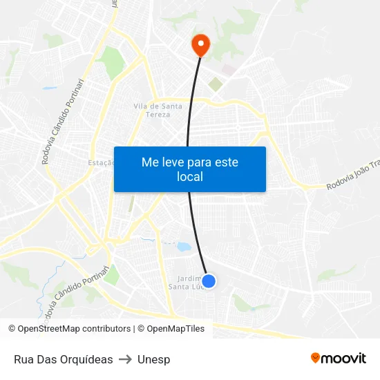 Rua Das Orquídeas to Unesp map