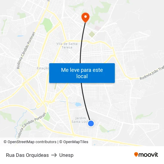 Rua Das Orquídeas to Unesp map