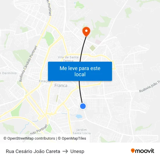 Rua Cesário João Careta to Unesp map