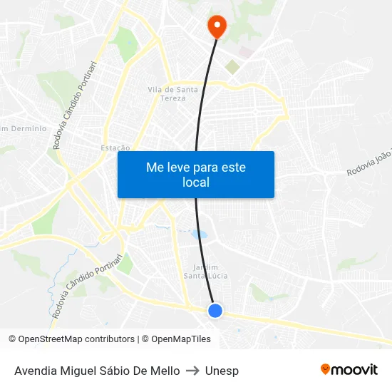 Avendia Miguel Sábio De Mello to Unesp map