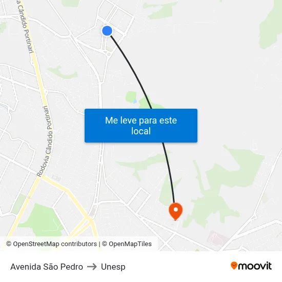 Avenida São Pedro to Unesp map