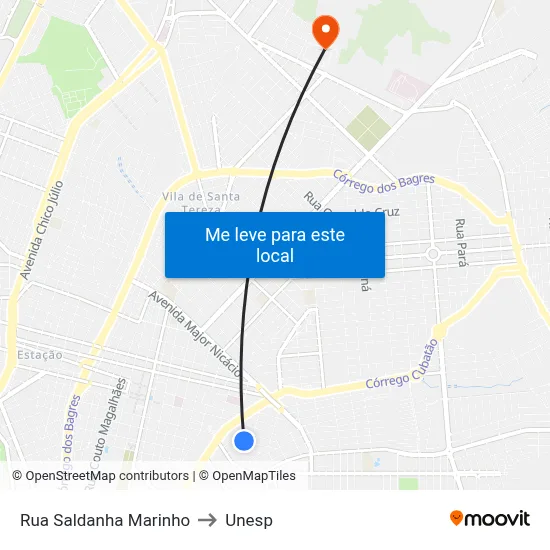 Rua Saldanha Marinho to Unesp map