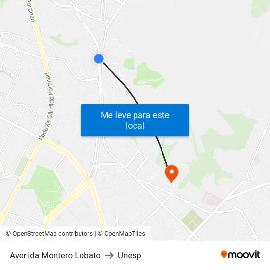 Avenida Montero Lobato to Unesp map