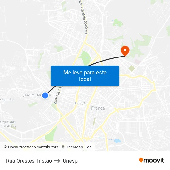 Rua Orestes Tristão to Unesp map