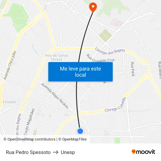 Rua Pedro Spessoto to Unesp map
