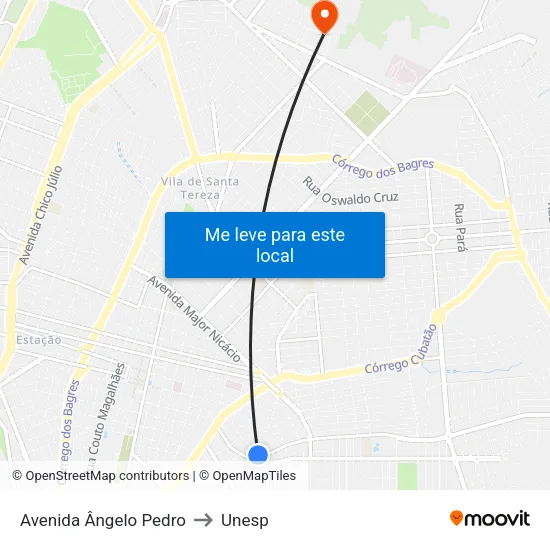 Avenida Ângelo Pedro to Unesp map