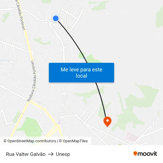 Rua Valter Galvão to Unesp map