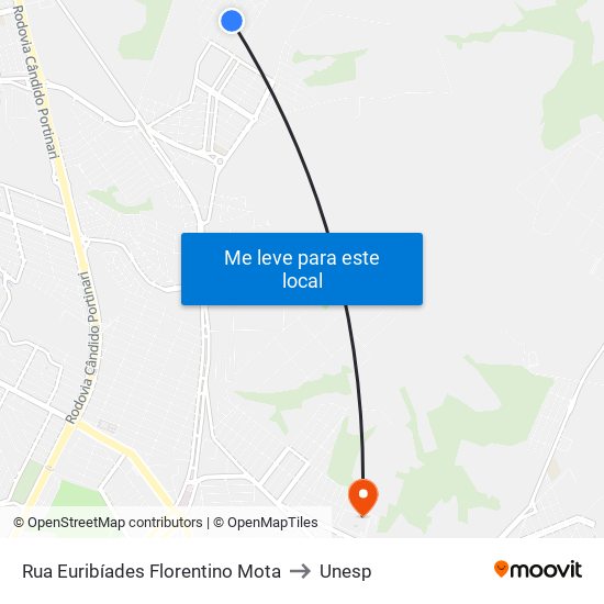 Rua Euribíades Florentino Mota to Unesp map