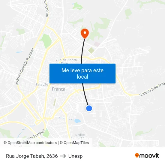 Rua Jorge Tabah, 2636 to Unesp map