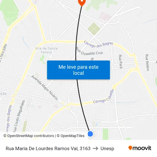 Rua Maria De Lourdes Ramos Val, 3163 to Unesp map