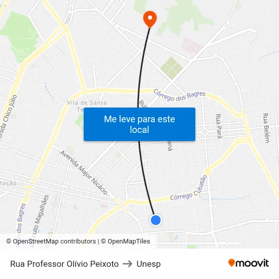 Rua Professor Olívio Peixoto to Unesp map