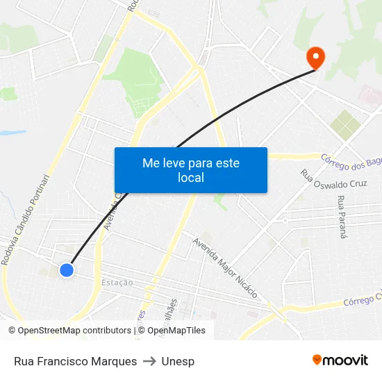 Rua Francisco Marques to Unesp map