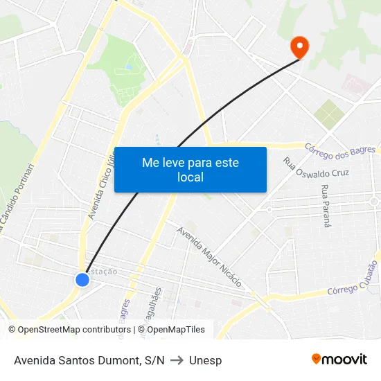 Avenida Santos Dumont, S/N to Unesp map