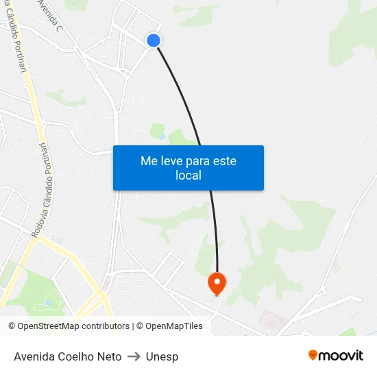 Avenida Coelho Neto to Unesp map