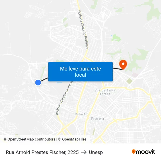 Rua Arnold Prestes Fischer, 2225 to Unesp map