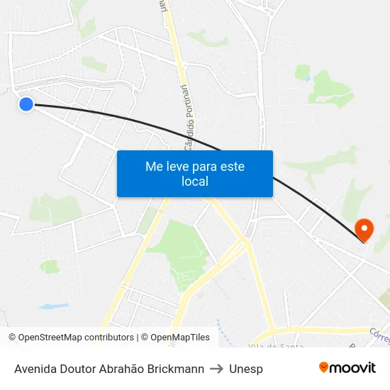 Avenida Doutor Abrahão Brickmann to Unesp map
