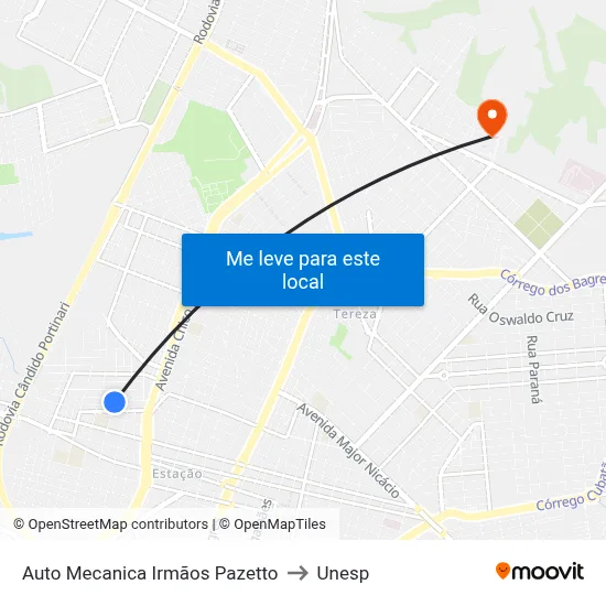 Auto Mecanica Irmãos Pazetto to Unesp map