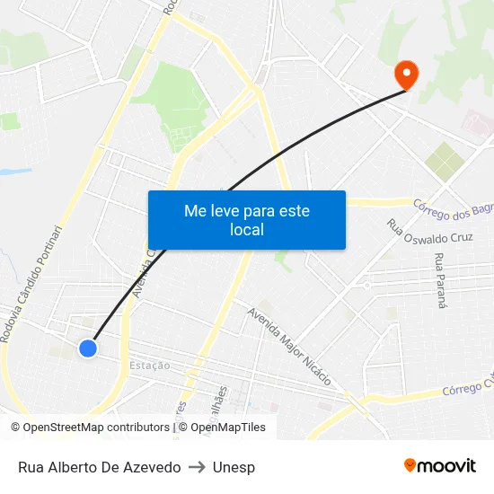 Rua Alberto De Azevedo to Unesp map