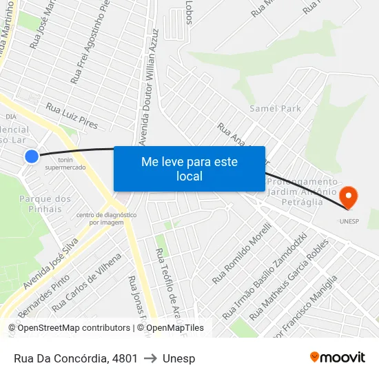 Rua Da Concórdia, 4801 to Unesp map