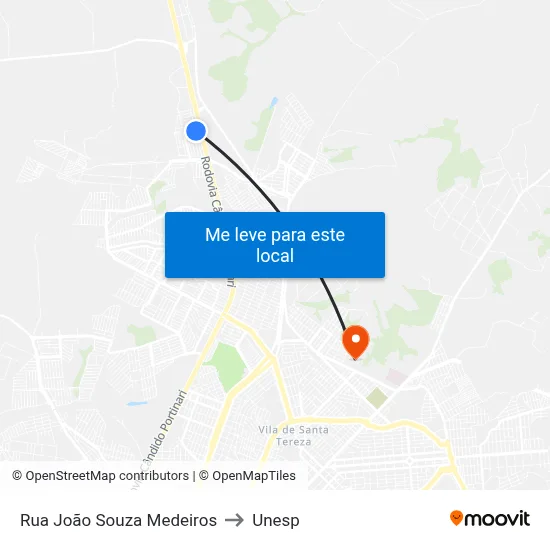 Rua João Souza Medeiros to Unesp map