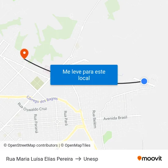 Rua Maria Luísa Elías Pereira to Unesp map