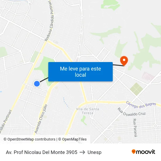 Av. Prof Nicolau Del Monte 3905 to Unesp map
