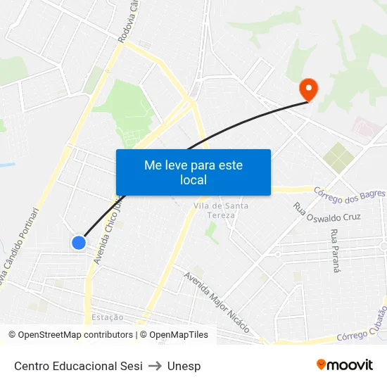 Centro Educacional Sesi to Unesp map