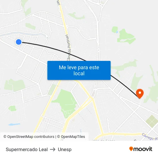 Supermercado Leal to Unesp map