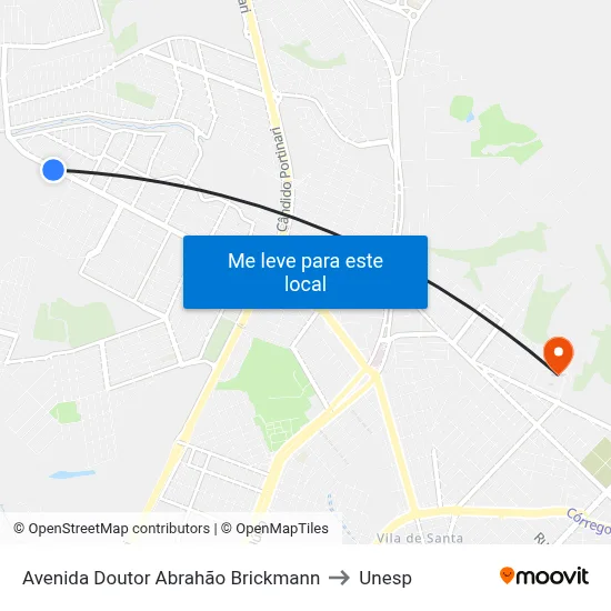 Avenida Doutor Abrahão Brickmann to Unesp map