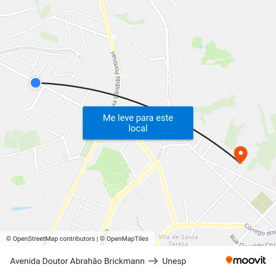 Avenida Doutor Abrahão Brickmann to Unesp map