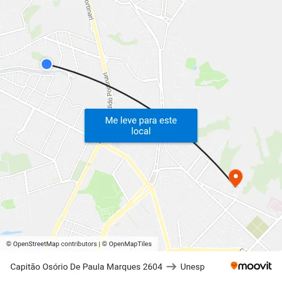 Capitão Osório De Paula Marques 2604 to Unesp map