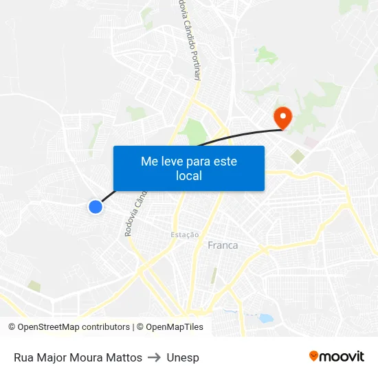 Rua Major Moura Mattos to Unesp map