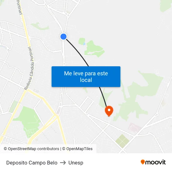 Deposito Campo Belo to Unesp map