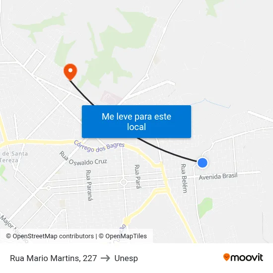 Rua Mario Martins, 227 to Unesp map