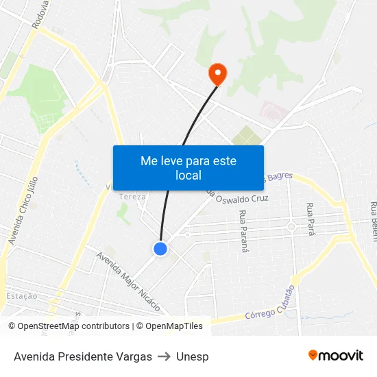 Avenida Presidente Vargas to Unesp map