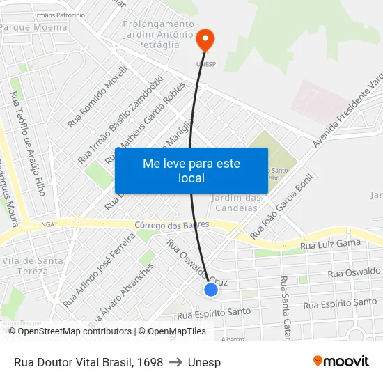 Rua Doutor Vital Brasil, 1698 to Unesp map