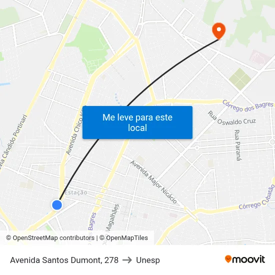 Avenida Santos Dumont, 278 to Unesp map