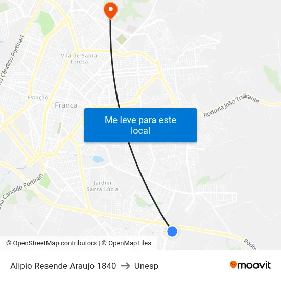 Alipio Resende Araujo 1840 to Unesp map