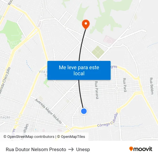 Rua Doutor Nelsom Presoto to Unesp map