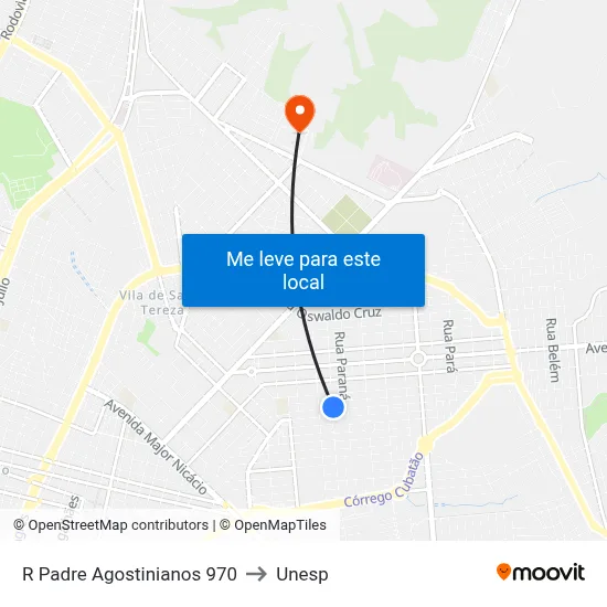 R Padre Agostinianos 970 to Unesp map