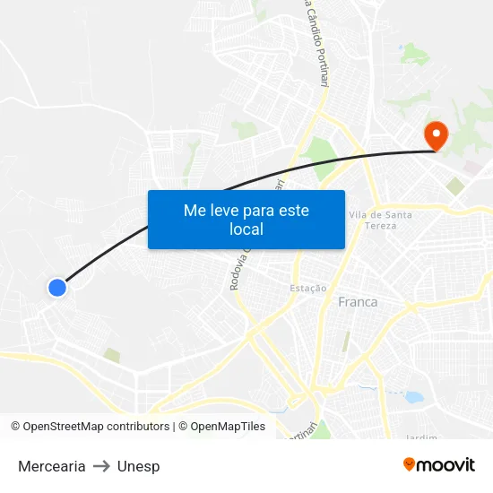 Mercearia to Unesp map