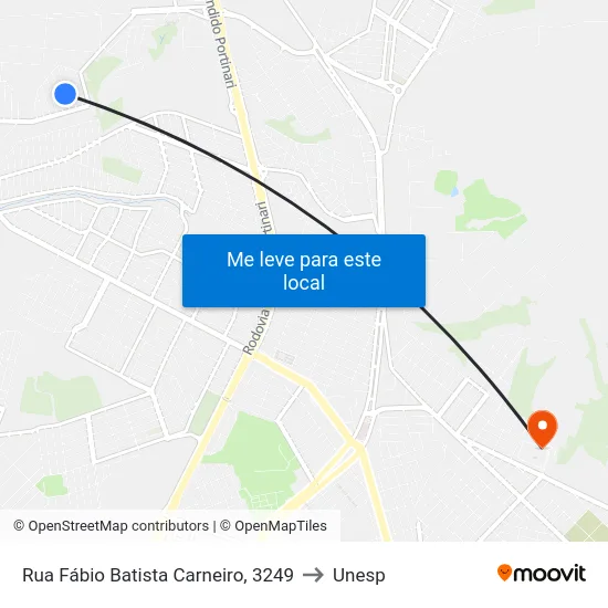 Rua Fábio Batista Carneiro, 3249 to Unesp map