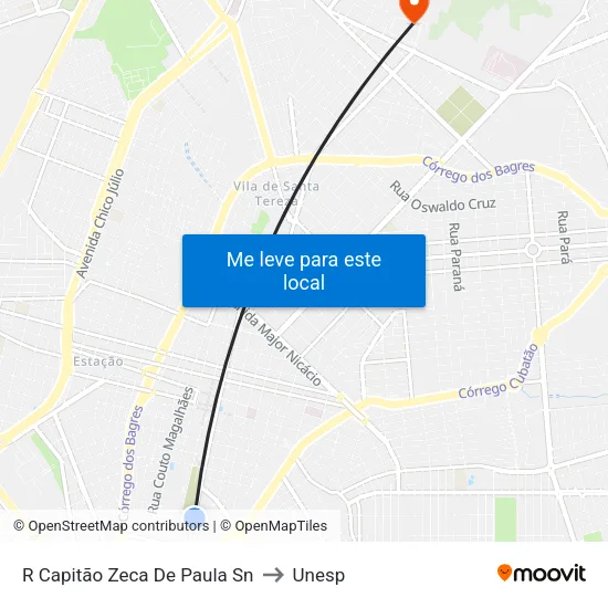 R Capitão Zeca De Paula Sn to Unesp map