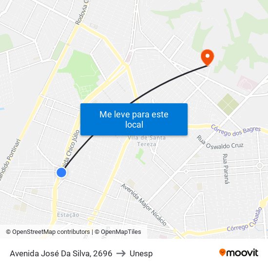 Avenida José Da Silva, 2696 to Unesp map