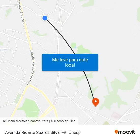 Avenida Ricarte Soares Silva to Unesp map