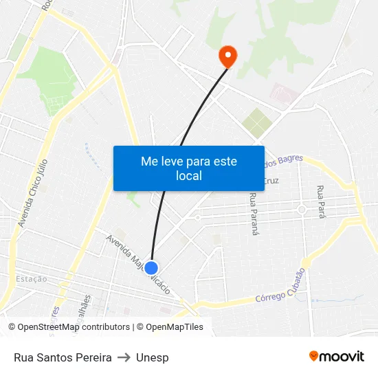 Rua Santos Pereira to Unesp map
