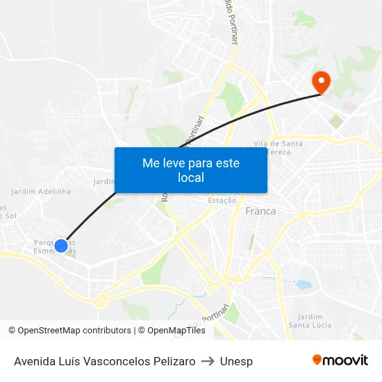 Avenida Luís Vasconcelos Pelizaro to Unesp map